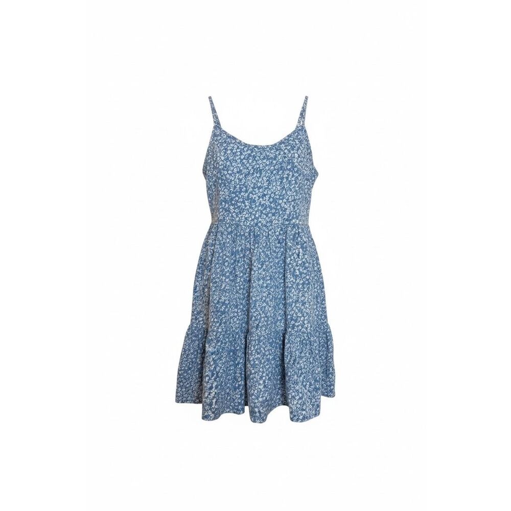 Floerns Blue Ditsy Floral Tiered Mini Dress XS Cami Straps Boho Sundress NWT